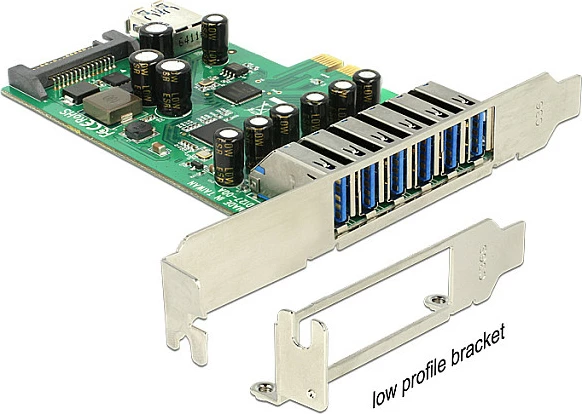 Kartë zgjerimi PCIe DeLOCK 89377, 7x USB 3.2 Gen 1 Type-A, 1x SATA, 5 Gbit/s