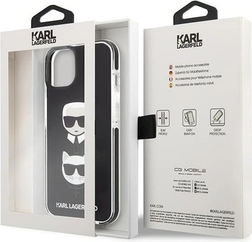 Mbështjellës Karl Lagerfeld KLHCP13STPE2TK për iPhone 13 mini, hardcase, i zi