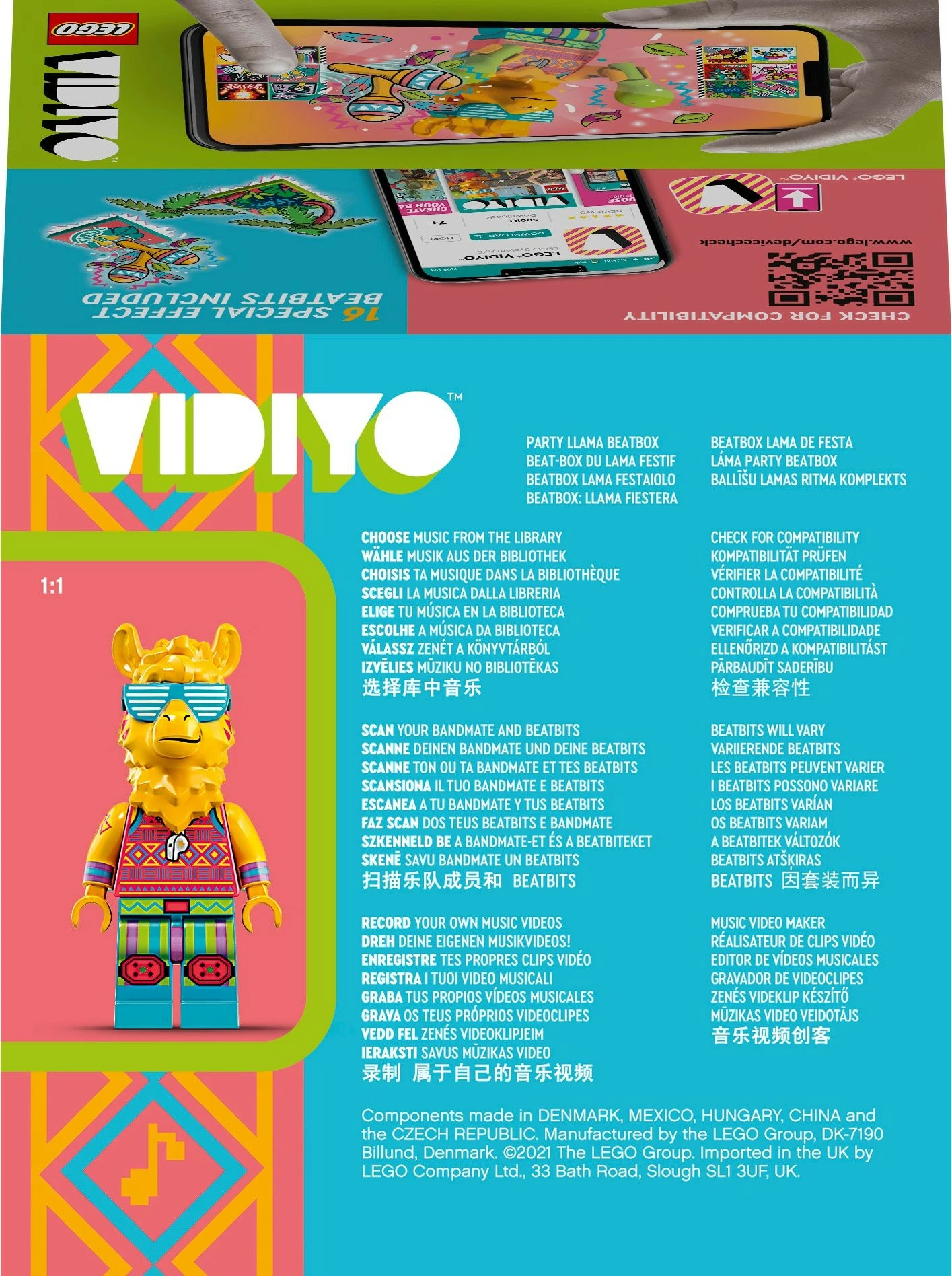 Set ndërtimi LEGO VIDIYO Party Llama BeatBox, 82 copë, shumëngjyrësh