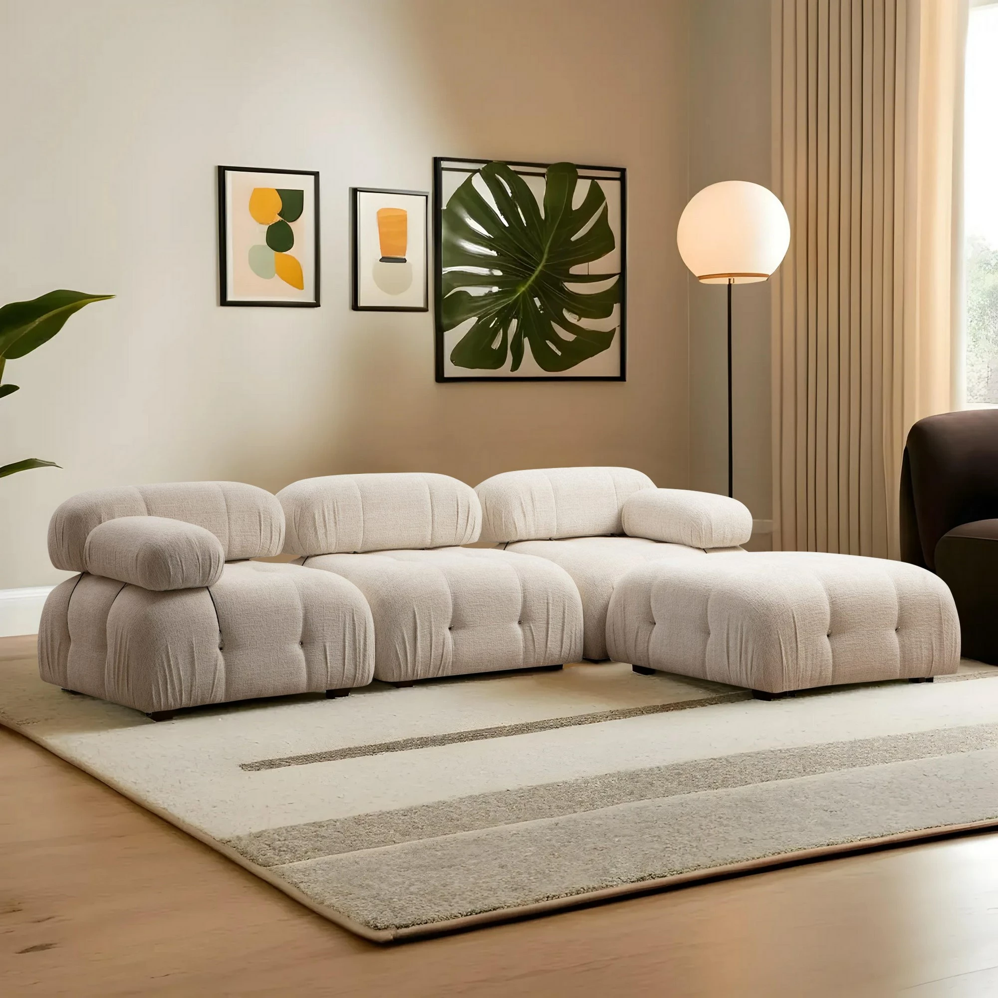 Këndare Atelier del Sofa, krem Bubble Bouclette, L1-O1-1R-PUF