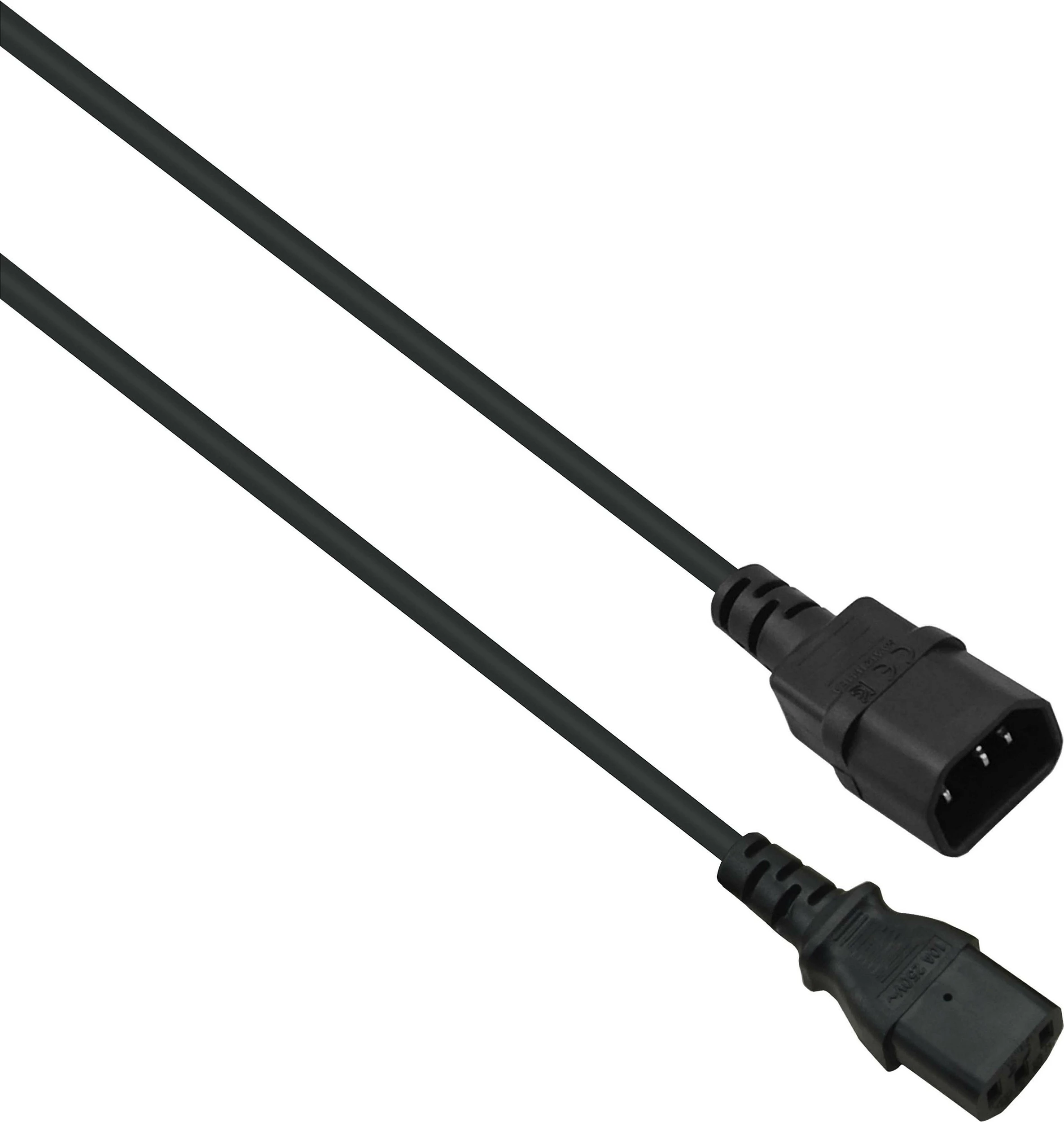 Kabllo energjie Helos 262661, IEC C13 në IEC C14, 3 m, 10A/250V, e zezë