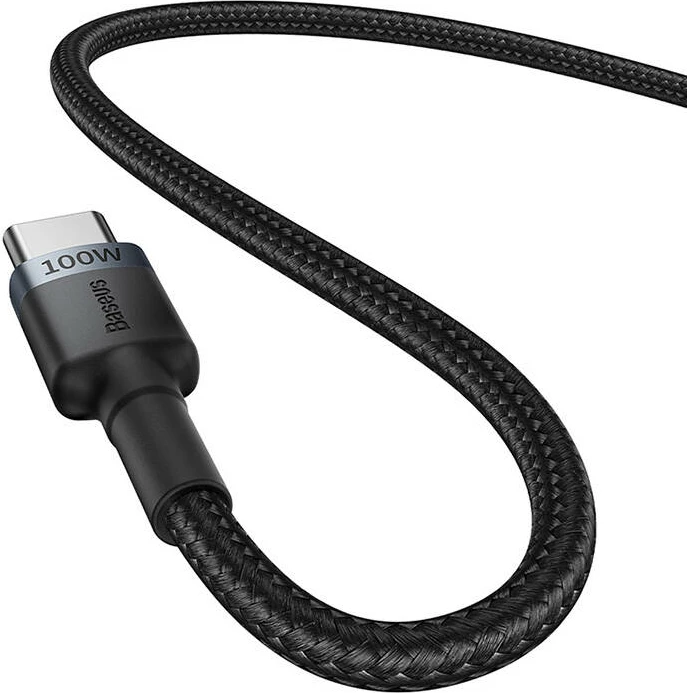 Kabllo USB-C në USB-C Baseus Cafule, 2m, 100W, set prej 2 copë, kuqe-e zezë dhe gri-e zezë
