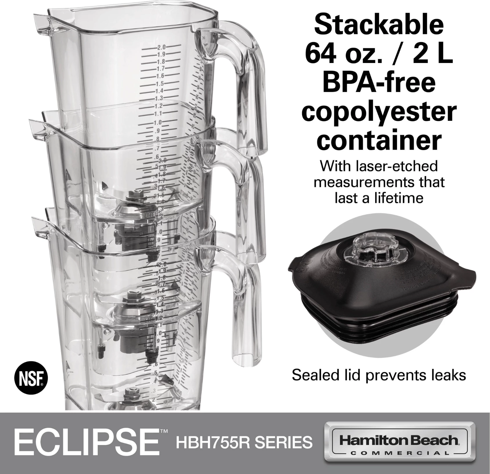 Blender komercial Hamilton Beach Commercial HBH755R-CE 64oz/2L me QuietBlend dhe Wave~Action, i zi