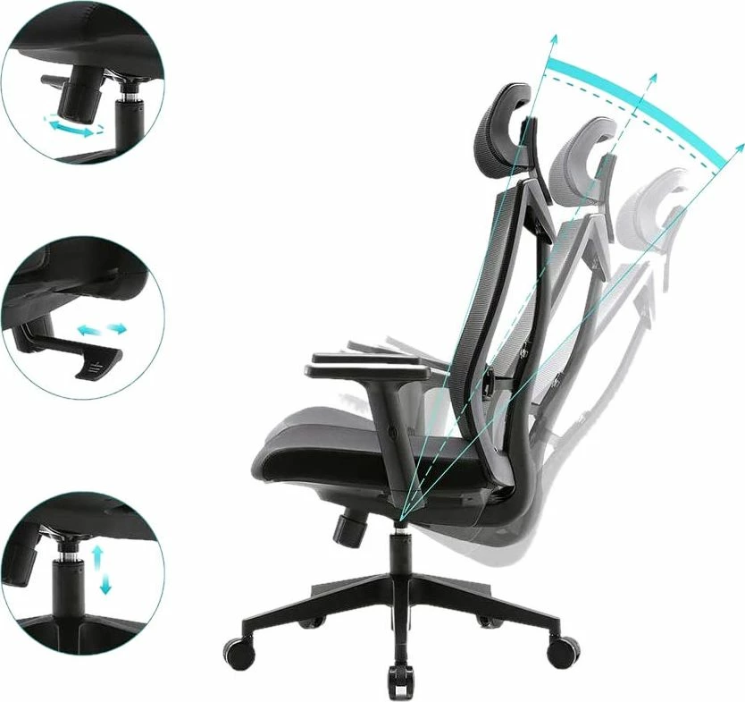 Karrige zyre Mozos Ergo-F, ergonomike me rrjetë, 120 kg, e zezë