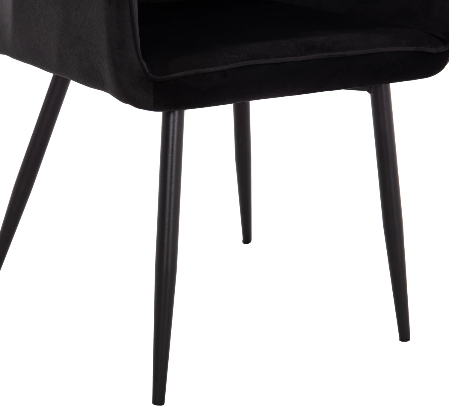 Karrige Latrell, kadife e zezë, këmbë metali të zeza, 55x57x84H cm., set prej 2 copë