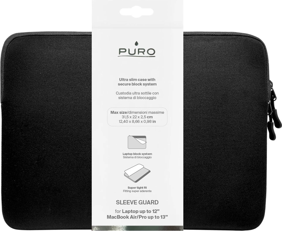 Çantë laptopi Puro Slim Guard 13", neopren, e zezë