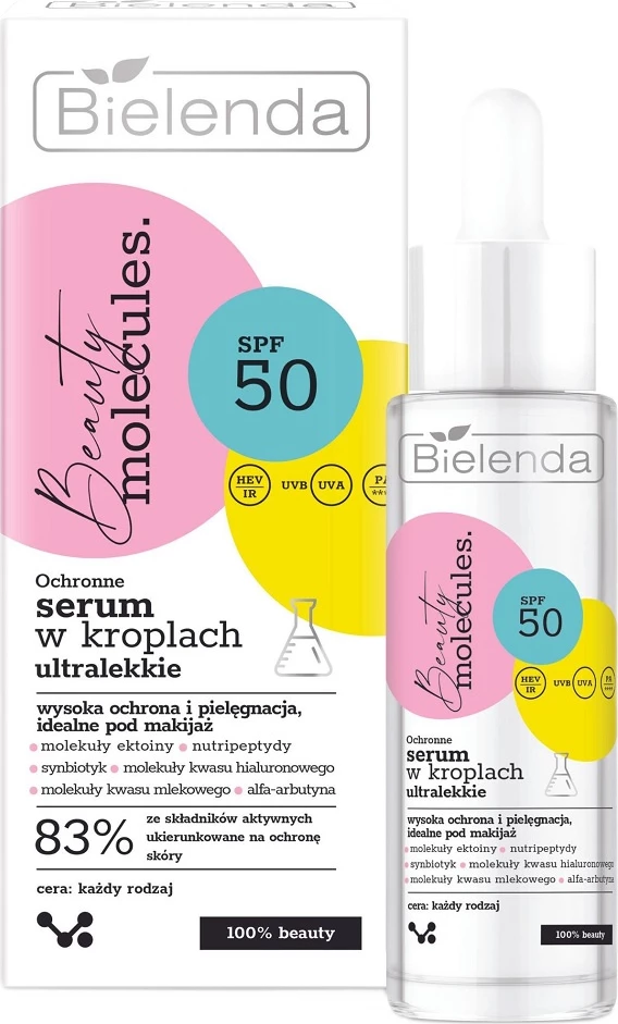 Serum për fytyrë Bielenda Beauty Molecules Protective Ultra-Light Drop SPF50 për femra, 30ml