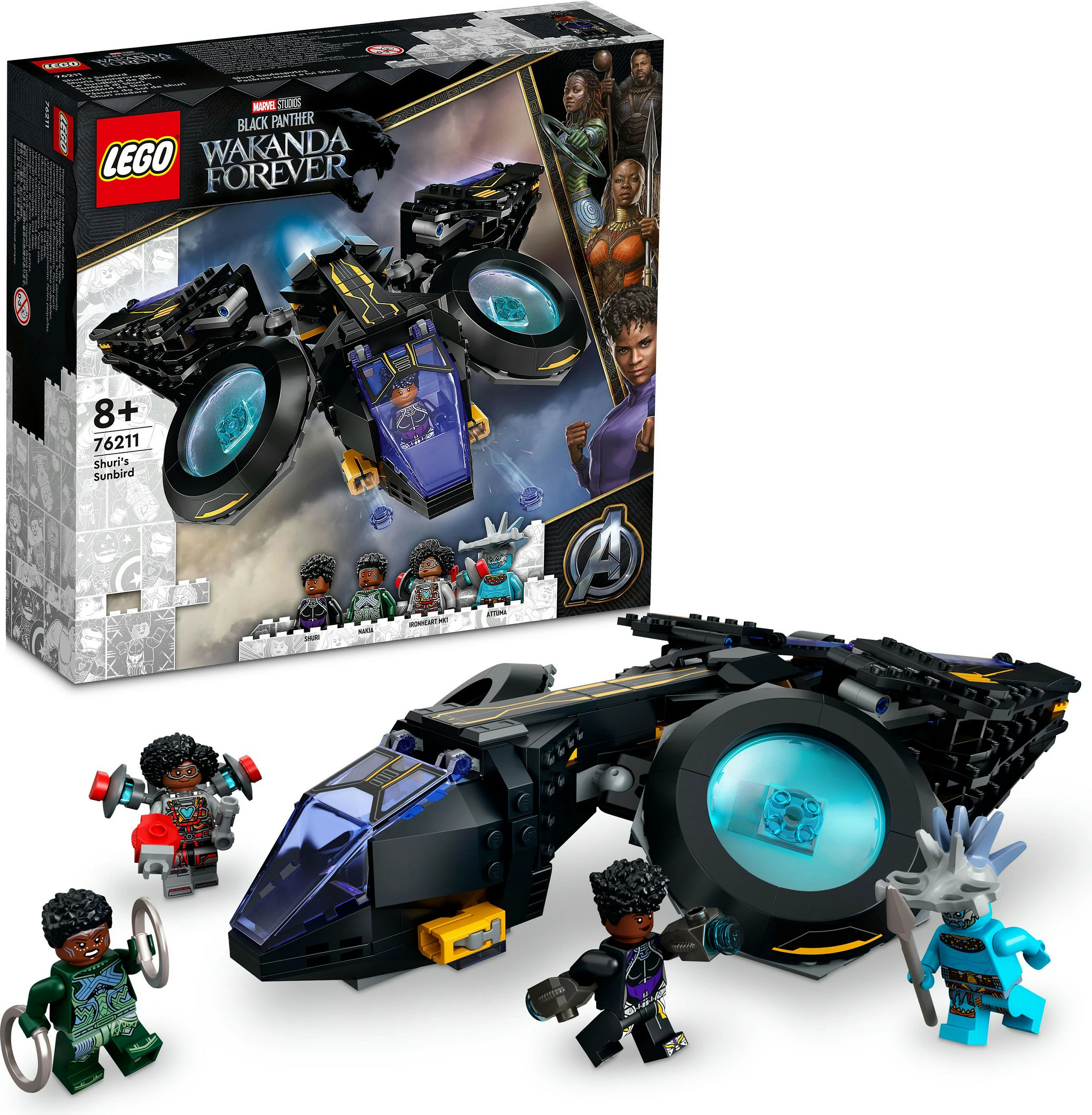 Set ndërtimi LEGO Marvel Shuri's Sunbird, 355 pjesë, plastikë, shumëngjyrësh