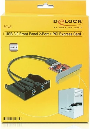 Panel i përparmë USB 3.0 DeLOCK 61775, PCIe, 2x USB-A, 3.5" bay, 5 Gbit/s, i zi