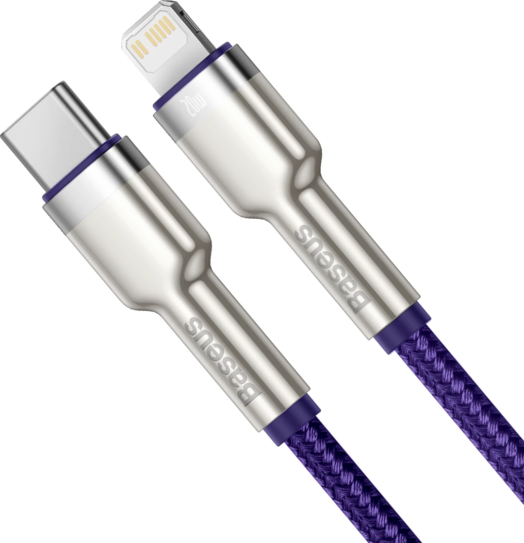 Kabllo USB-C në Lightning Baseus Cafule, 1m, 20W, vjollcë