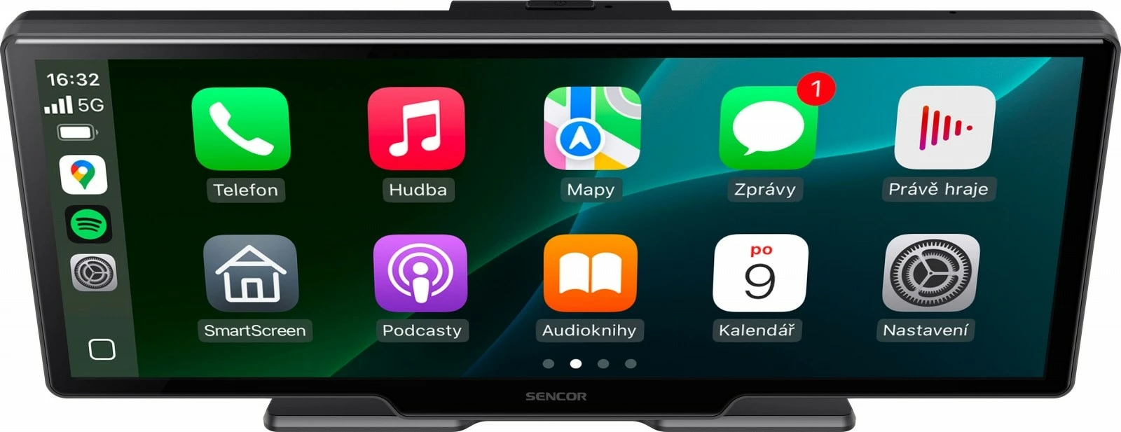 Ekran CarPlay/Android Auto për veturë Sencor SCT M1060BWT, 10.26\" IPS, HD 1060x600, wireless, kamerë mbrapa 1080p, i zi
