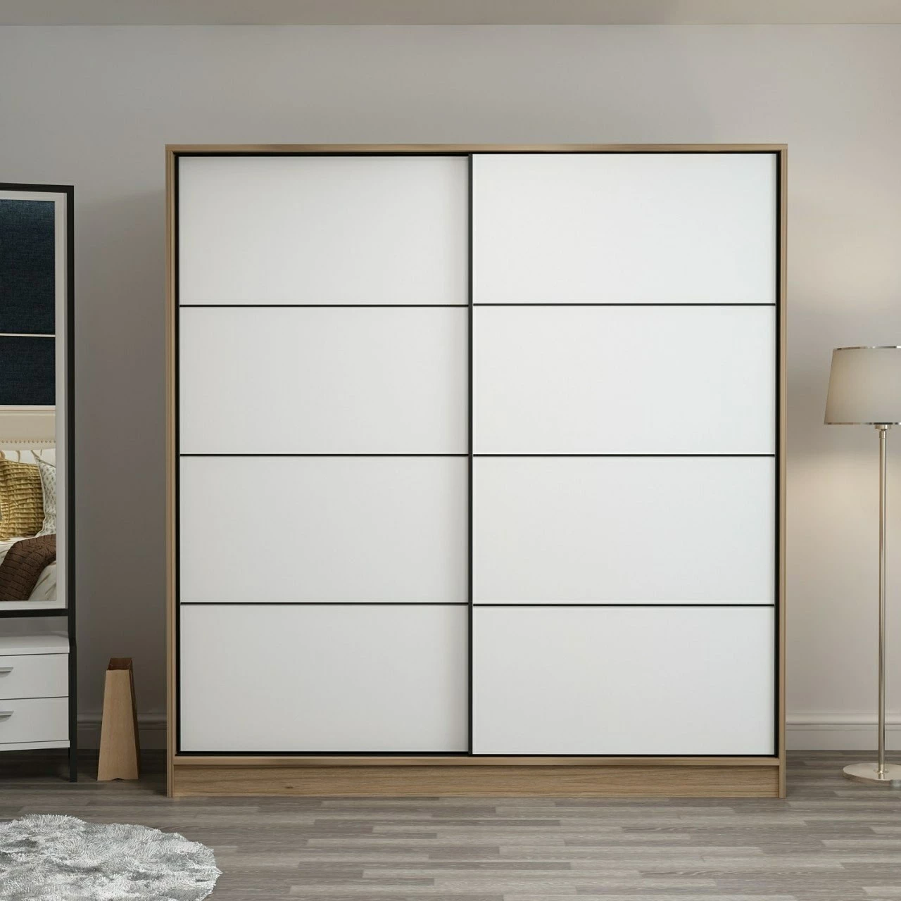 Dollap Skye Decor, i bardhë-dore, 180x210x52cm
