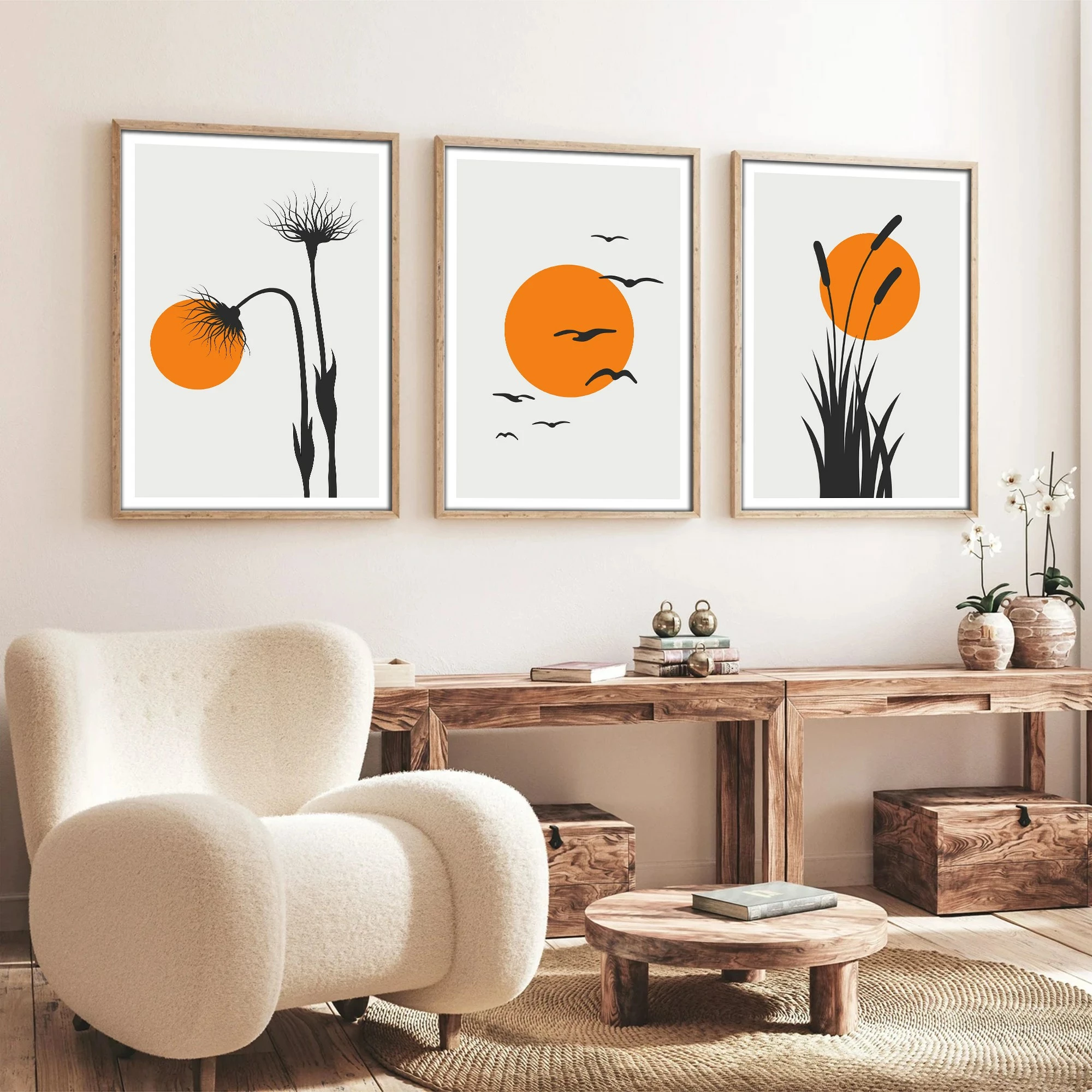 Set pikturash dekorative me kornizë, MDF, shumëngjyrëshe, Wallity, Huhu228, 50x70cm (3 copë)