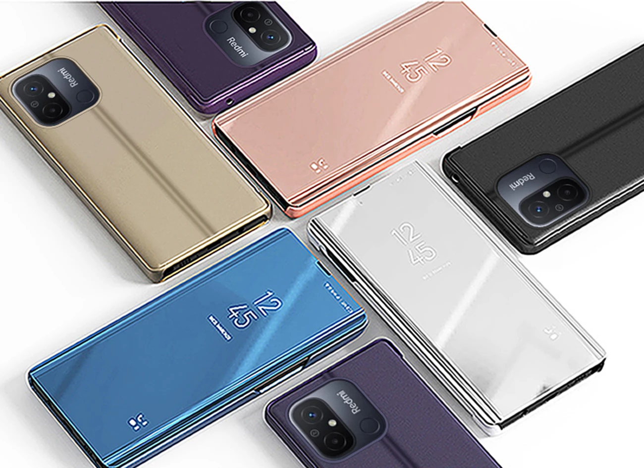 Mbështjellës Hurtel Clear View Case për Xiaomi Redmi 11A / Redmi 12C / Poco C55, me kapak, i zi