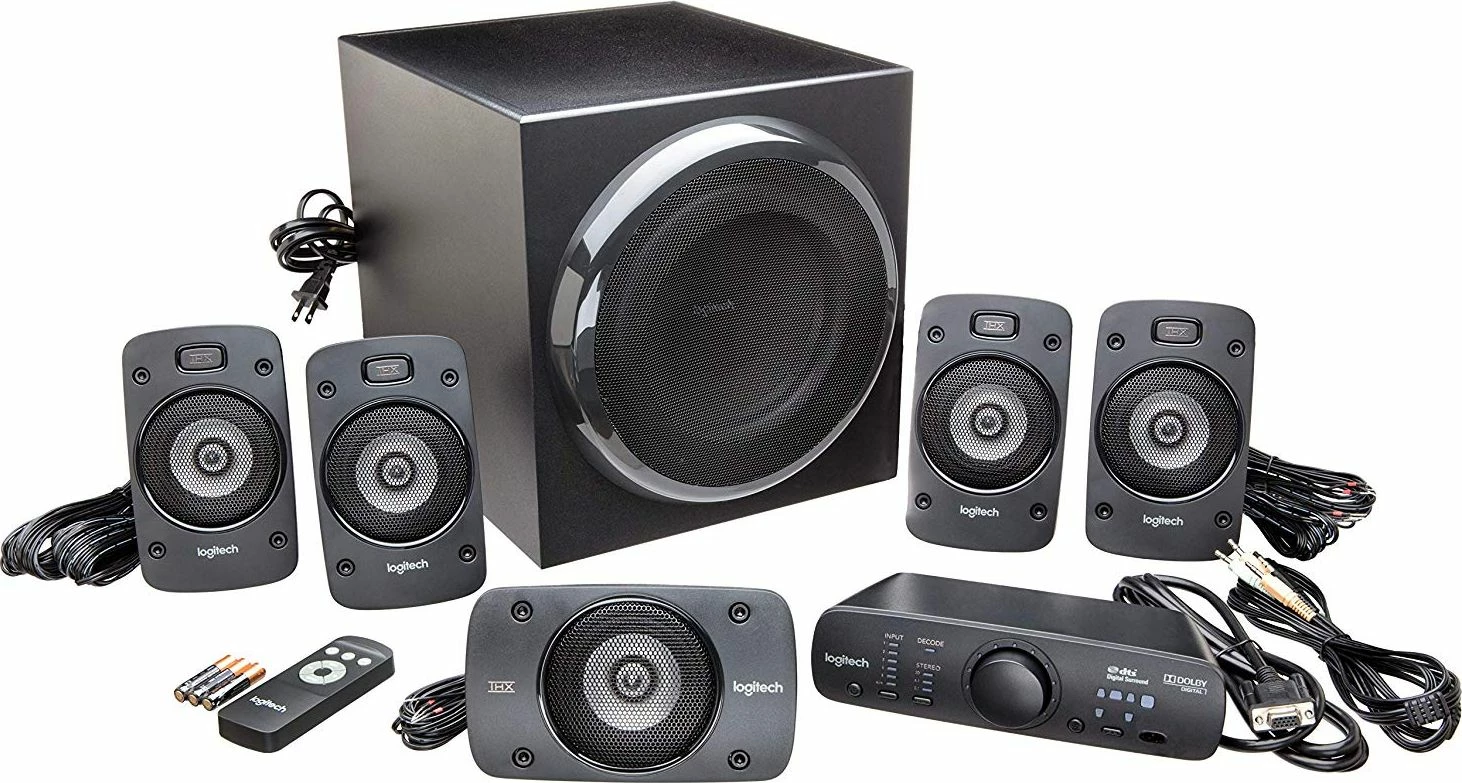 Altoparlantë Logitech Z906 980-000468, 5.1, 500W RMS (1000W peak), THX, Dolby Digital/DTS, të zeza, set 6 copë