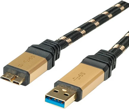 Kabllo USB ROLINE GOLD USB 3.0, USB-A në Micro-USB 3.0 (Micro-B), 2 m, 5 Gbit/s, zi/ari