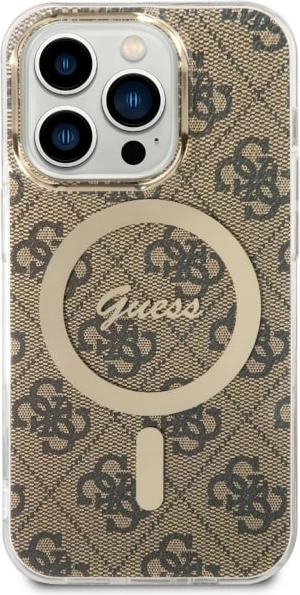 Mbështjellës Guess GUHMP14LH4STW për iPhone 14 Pro 6.1", 4G MagSafe, kafe