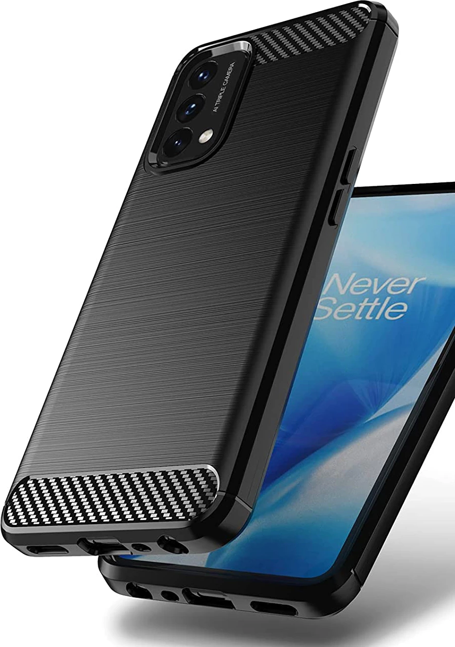 Mbështjellës Hurtel Carbon Case për OnePlus Nord N200 5G, i zi
