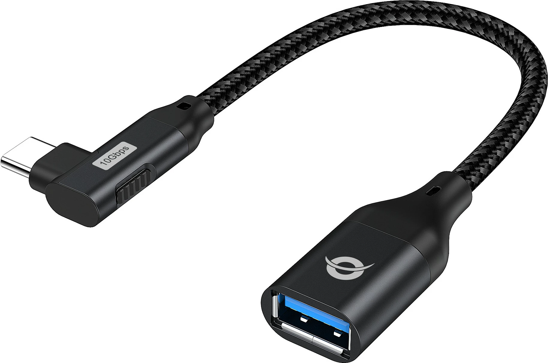 Adapter OTG USB-C në USB-A Conceptronic ABBY19B, USB 3.2 Gen 2, 10Gbps, 90°, i zi
