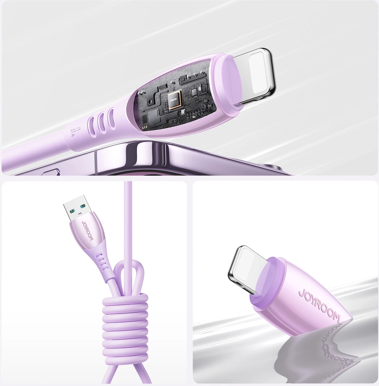 Kabllo Joyroom S-A59 Vibrant Series 3A USB-A në Lightning 1.2m USB 2.0 480Mbps, vjollcë