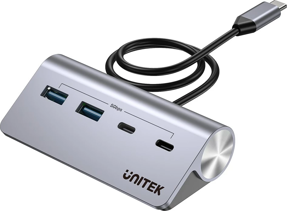 Kasë UNITEK H1337AGY01 USB-C me 2x USB-A, 2x USB-C, 5Gbps, Alumini, Argjend