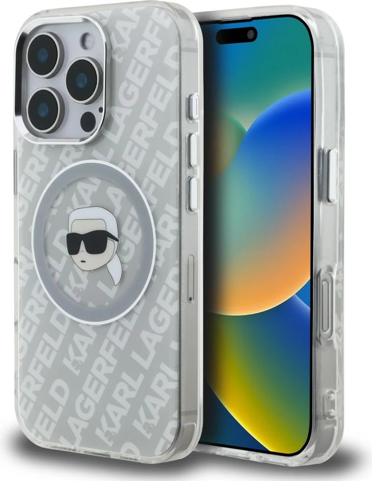 Mbështjellës Karl Lagerfeld IML Karl Head Logo MagSafe për iPhone 16 Pro Max, Hardcase TPU/PC, Gri, në kuti