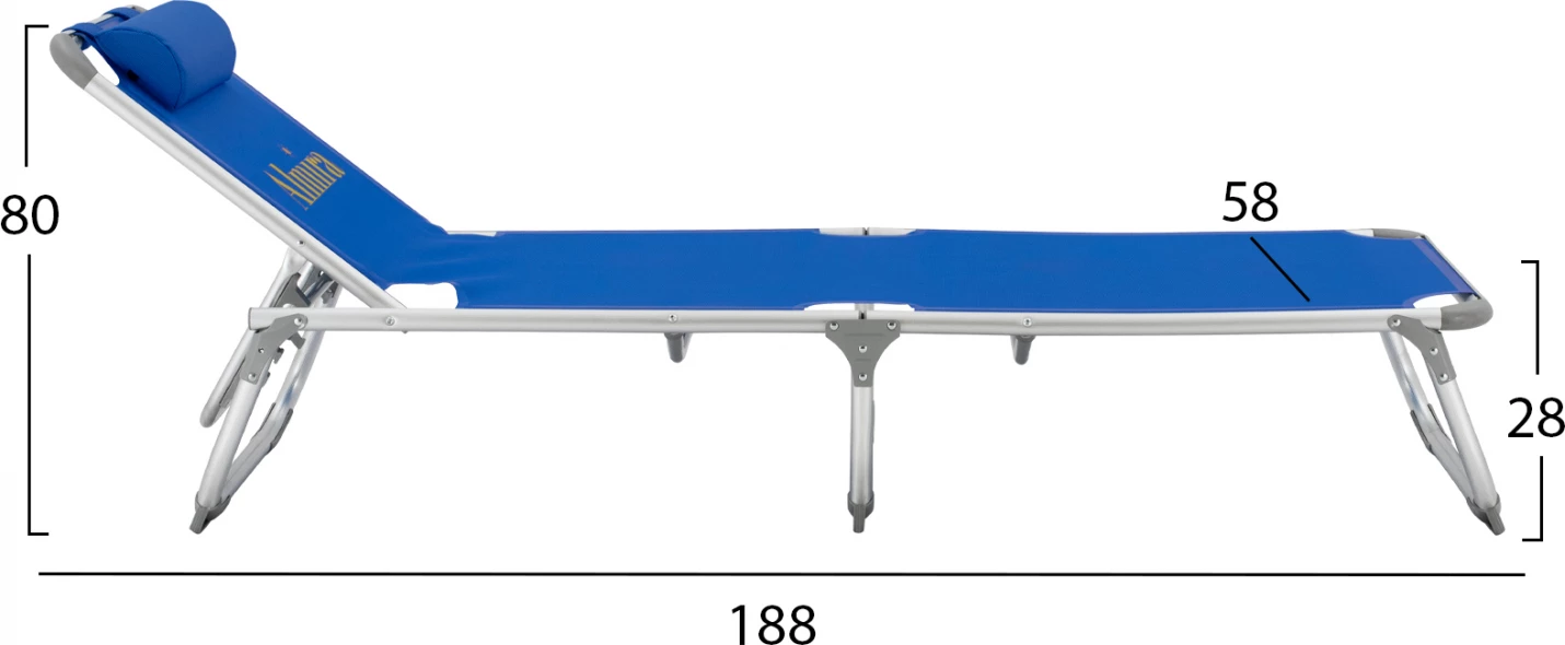 Shezllon për plazh, tipi i rëndë, alumini blu, FH5054.01, 188x58x28-80 cm 6