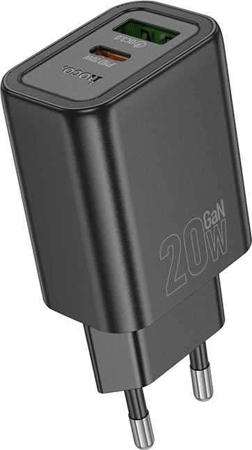 Adapter karikimi HOCO N61 GaN PD 20W, USB-A + USB-C, i zi