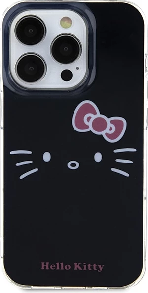 Mbështjellës Hello Kitty IML Kitty Face për iPhone 15 Pro, i zi