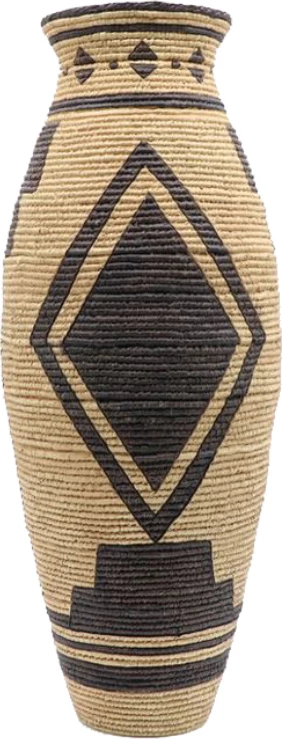 Vazo INKA, polirezine, natyrale e zezë, 19x19x47cm