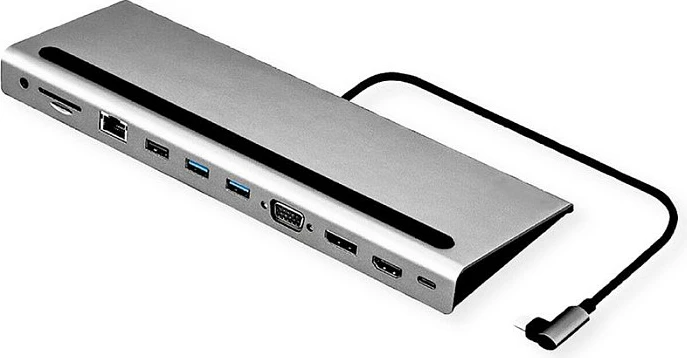 Docking station USB-C VALUE Multiport USB 3.2 Gen 2, 4K HDMI/DP, VGA, LAN, PD, lexues SD/microSD, Gri