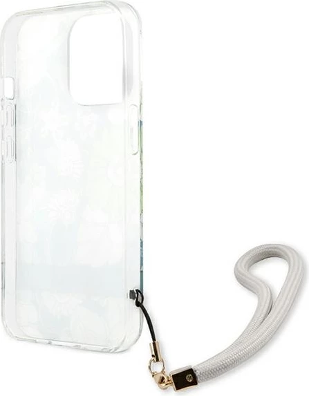 Mbështjellës Guess GUHCP13LHFLSN për iPhone 13/13 Pro 6.1", Flower Strap, Gjelbër