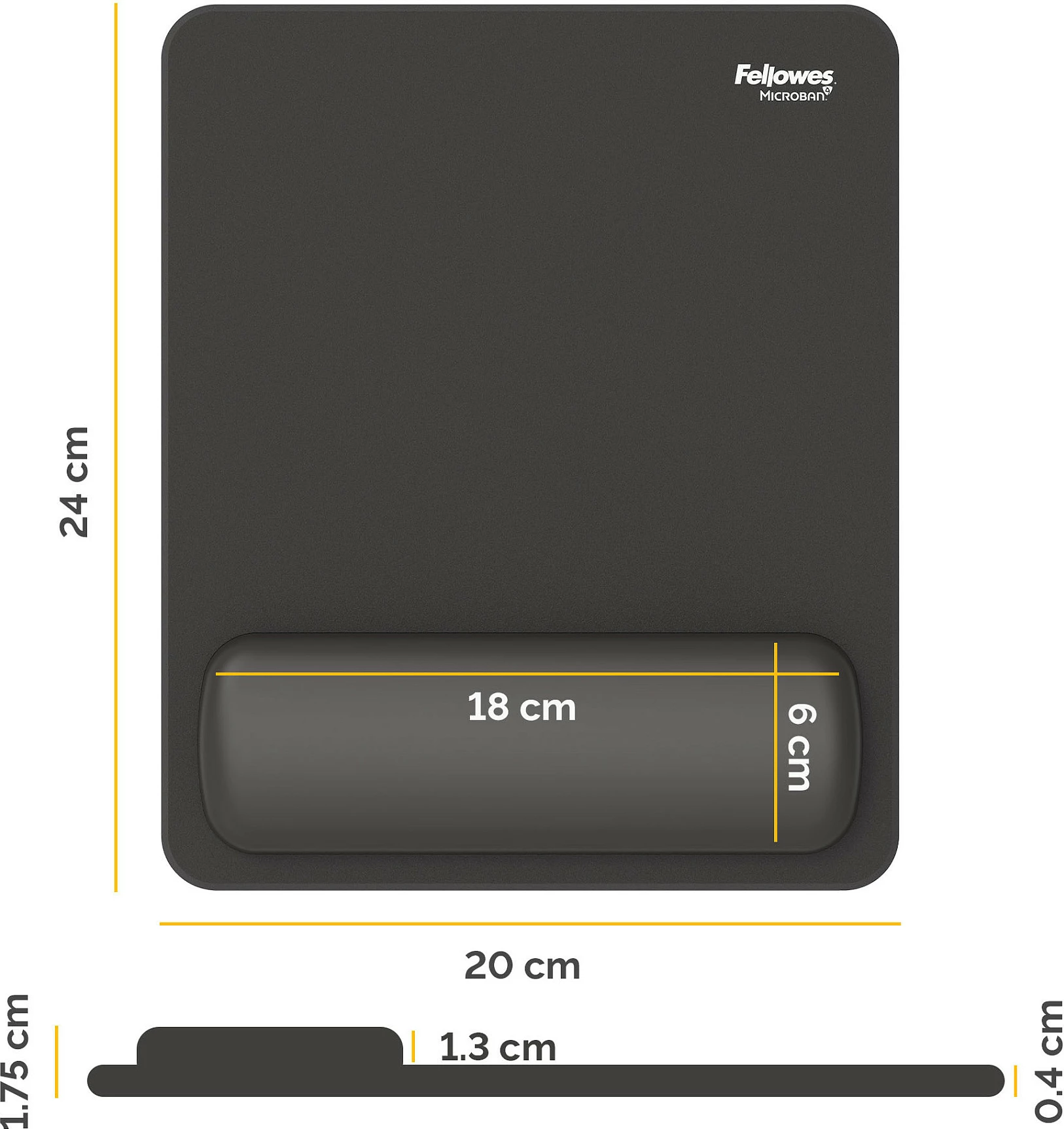 Mauspad Fellowes Breyta me mbështetje për kyçin, 240x200mm, i zi
