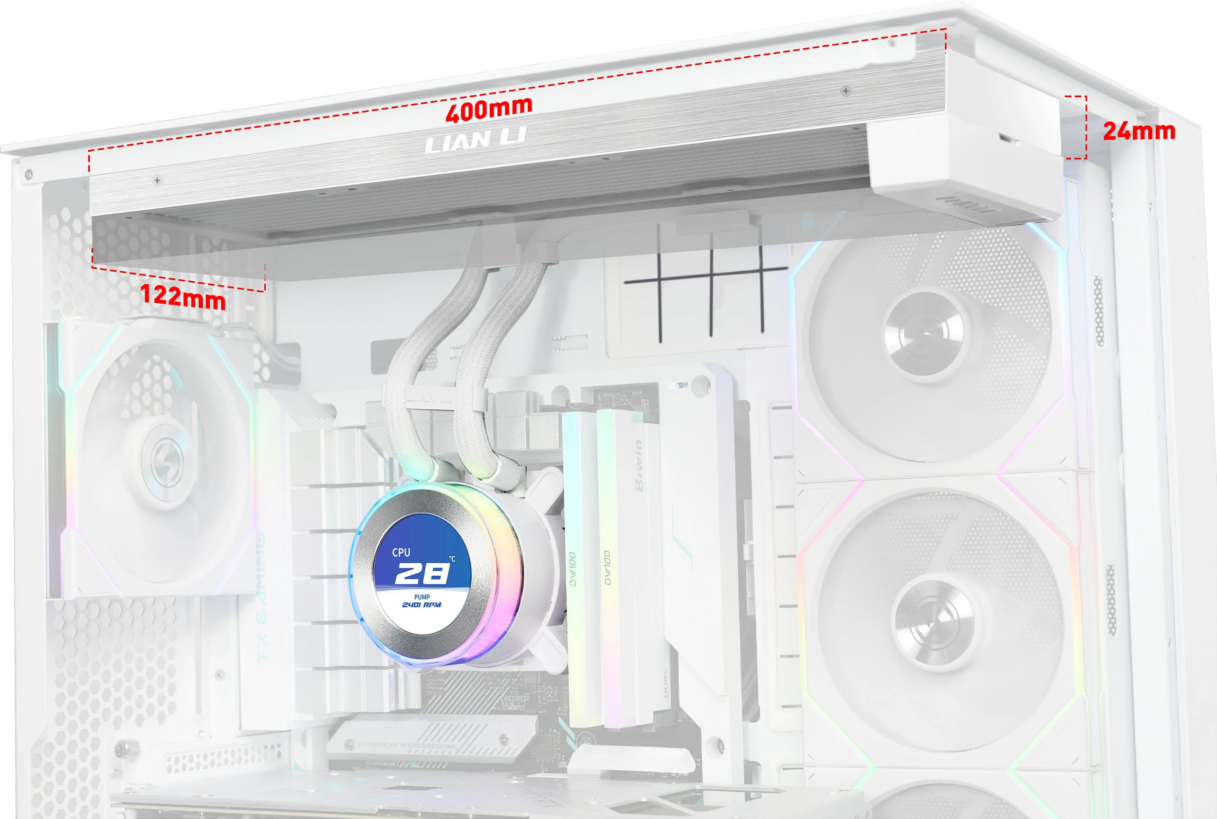Ftohës uji AiO Lian Li HYDROSHIFT II LCD-C 360N, 360mm, LCD, e bardhë