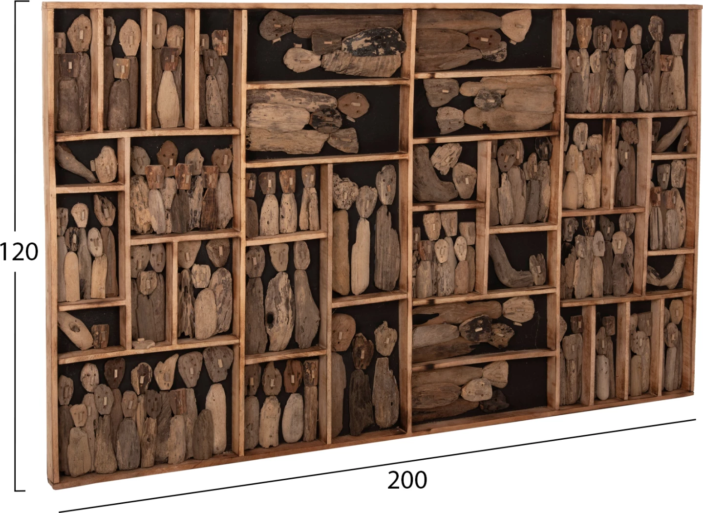 Dekor për mur MYST FH4281 me figurina prej druri të sjellë nga deti 200x6x120Hcm