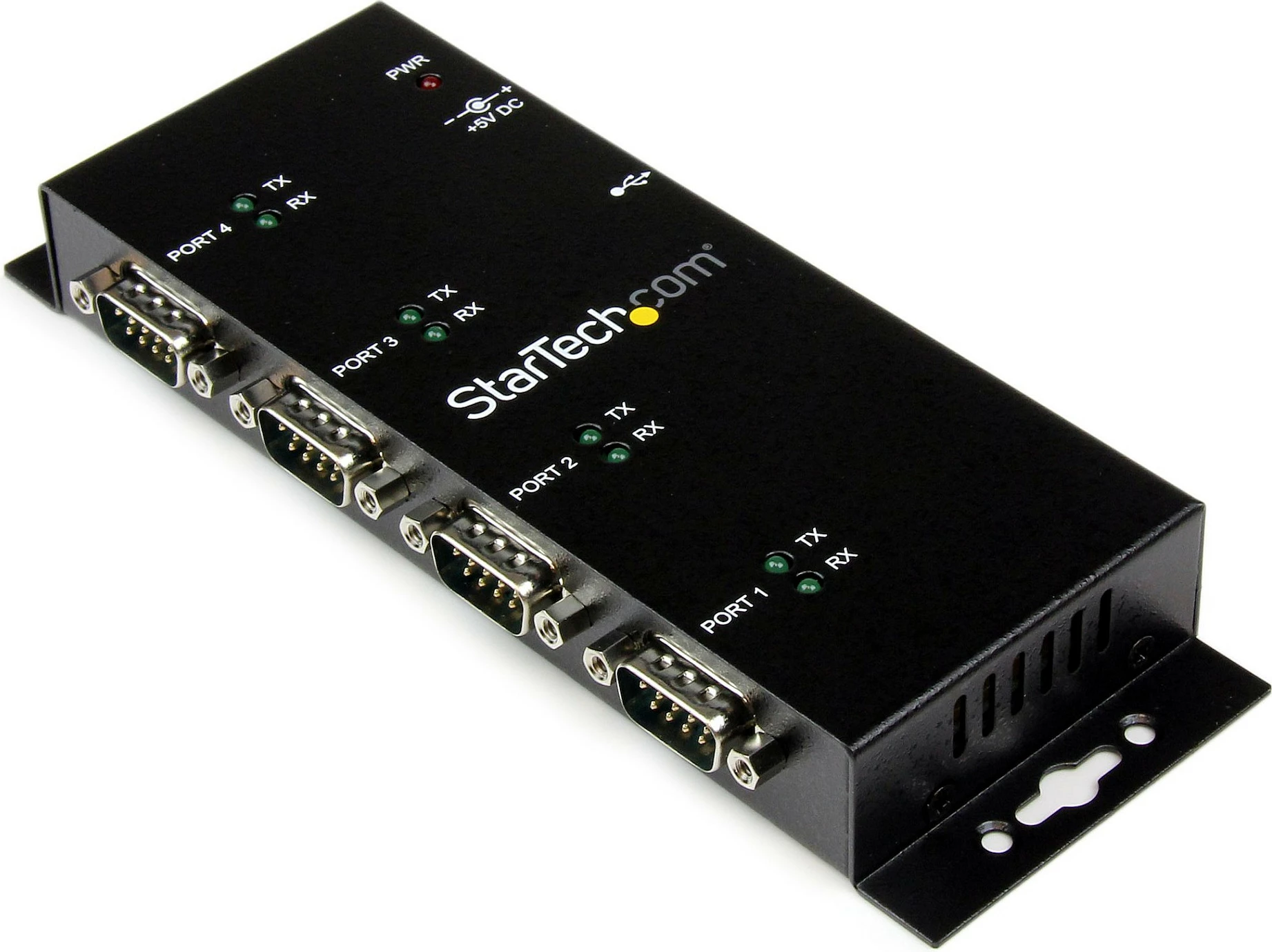 Adapter hub USB në RS232 StarTech ICUSB2324I, 4 porta DB9, USB 2.0 Type-B, DIN Rail/Wall Mount, i zi