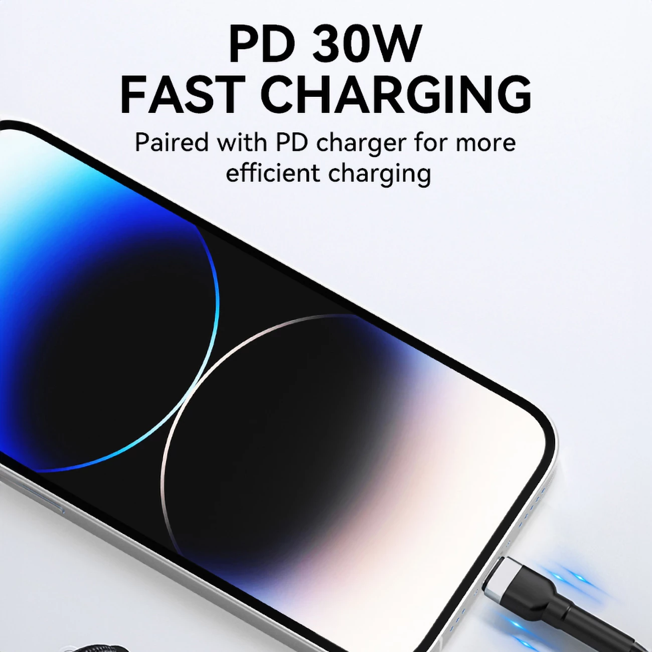 Kabllo karikimi dhe të dhënash Wozinsky WNBCL2, USB-C në Lightning, 2m, 30W, najlon, e zezë