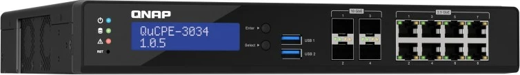 NAS sistem QNAP QuCPE-3034-C3758R-16G, Intel Atom, 16GB RAM, 8x2.5GbE, 4x10GbE, e zezë
