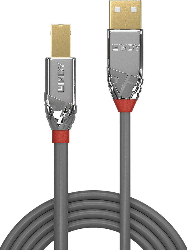 Kabllo USB LINDY Cromo Line, USB-A në USB-B, 3 m, USB 2.0, 480 Mb/s, gri