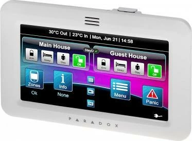 Tastierë grafike touch Paradox TM-50/W, për central alarmi/automatizim shtëpie, e bardhë