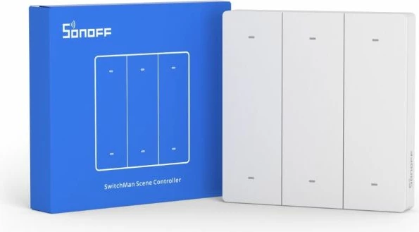 Switch muror smart SONOFF R5W (R5), Wi‑Fi, 6 butona, kontroll skenash, 90 m, i bardhë