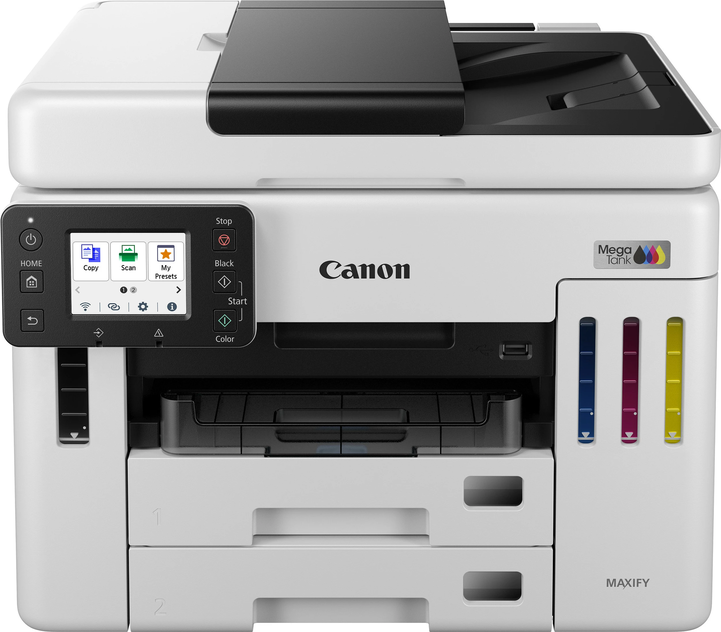 Printer multifunksional Canon MAXIFY GX7150, Inkjet MegaTank, A4, duplex, ADF 50 fletë, Ethernet, bardhë/zi