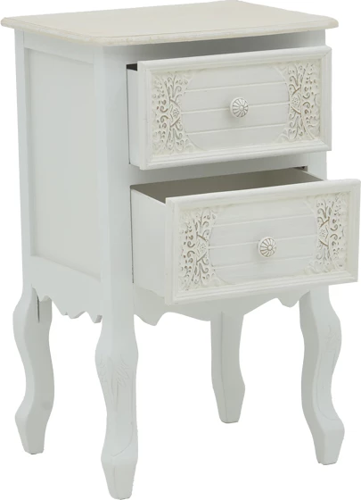 Komodinë Pazlen Inart, ngjyrë e bardhë antike, MDF, 40x45x65cm