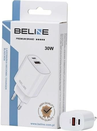 Karikues muri Beline BLN2CW30, 30W, 1x USB-C, 1x USB-A, Bardhë