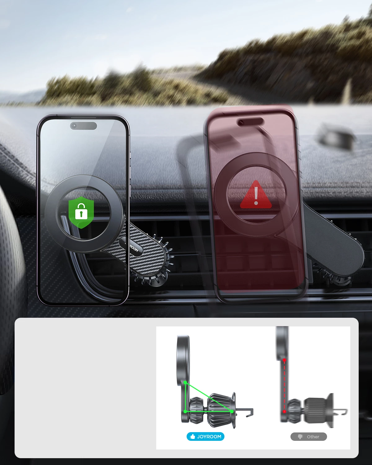 Mbështjellës magnetik për makinë Joyroom JR-ZS355 për iPhone, MagSafe, zi