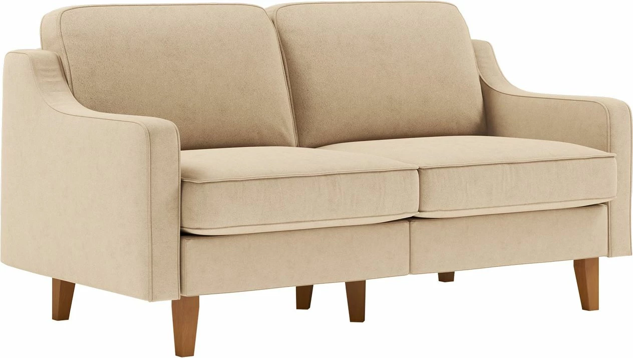 Divan dy vendësh Atelier del Sofa, Robin 2, ngjyrë rëre dhe dru arre