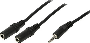 Kabllo audio LogiLink, 3.5mm mashkull në 2x 3.5mm femër, 0.2m, e zezë