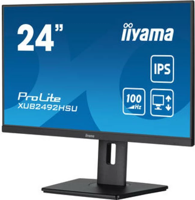 Monitor iiyama ProLite XUB2492HSU-B6 24" IPS 100Hz AdaptiveSync me altoparlantë, USB 3.2 hub, HDMI/DisplayPort, i zi