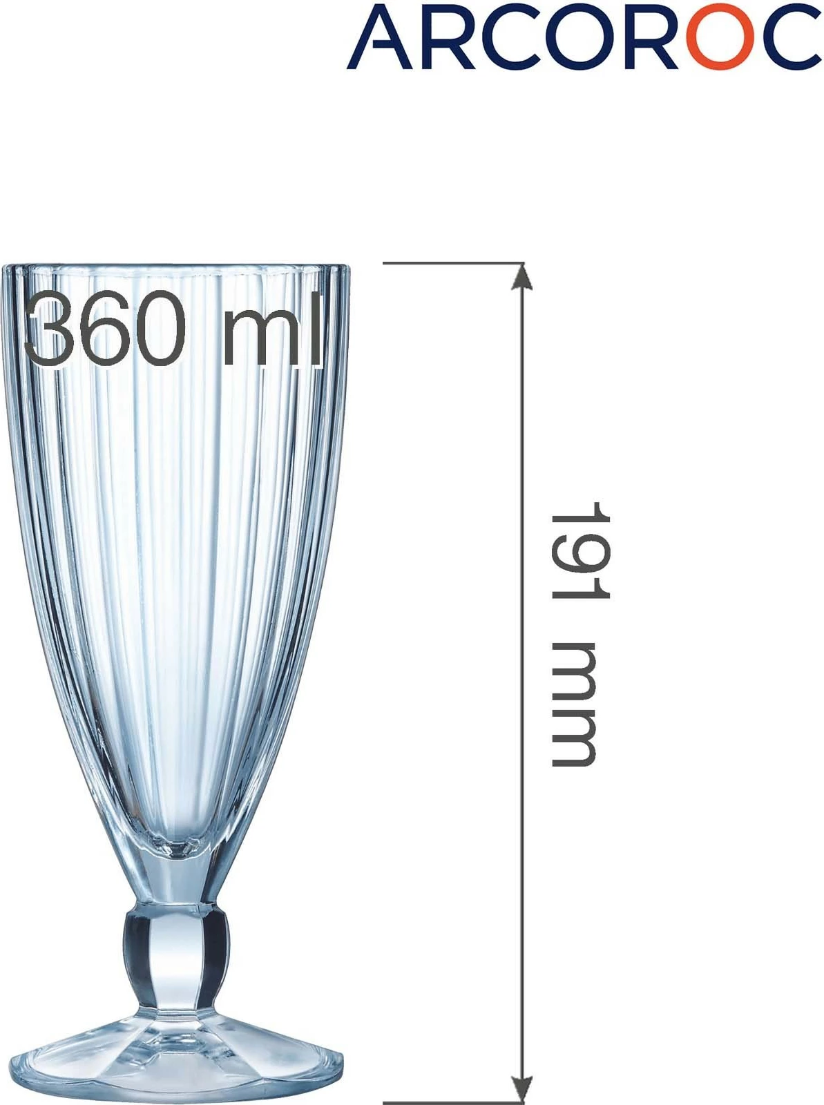 Gotë deserti Arcoroc Quadro 360 ml, transparente, set 6 copë