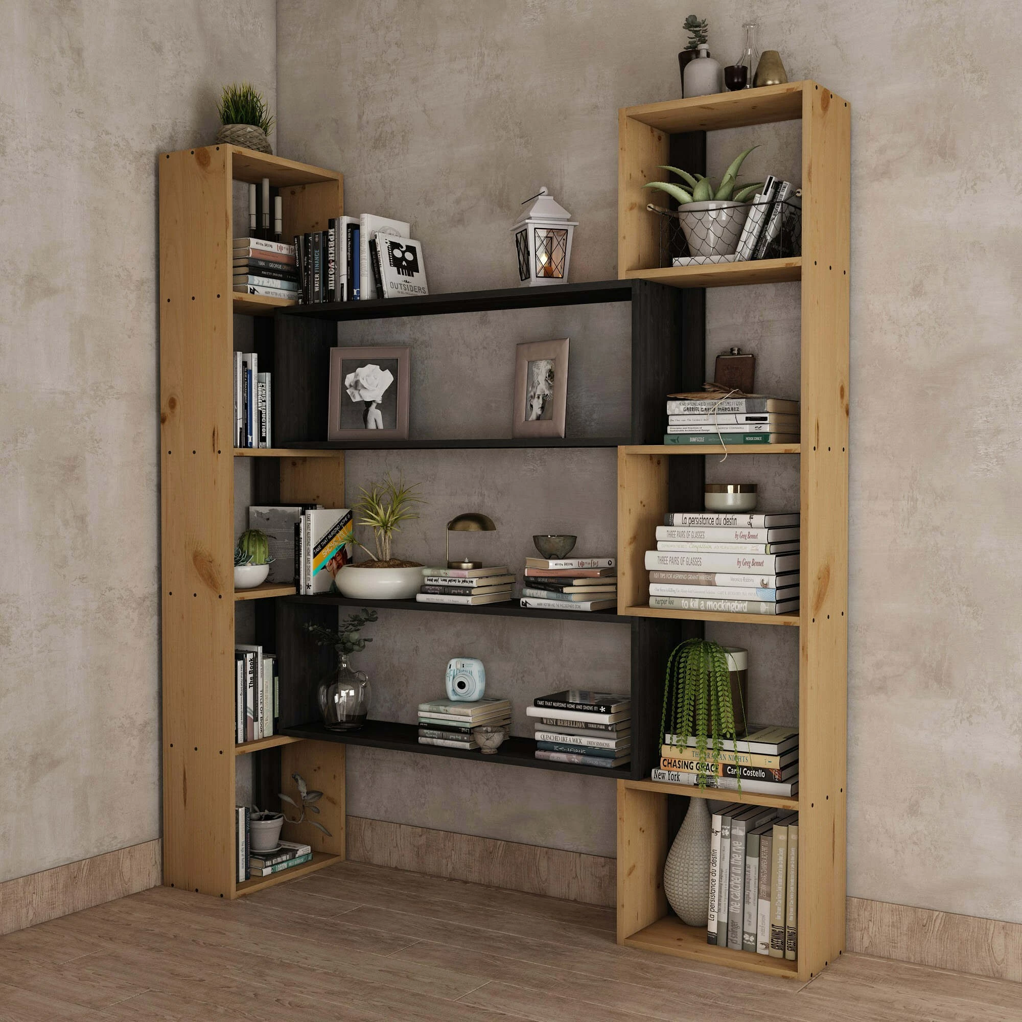 Raft librash Skye Decor, natyral dhe i zi, CPT6011-200